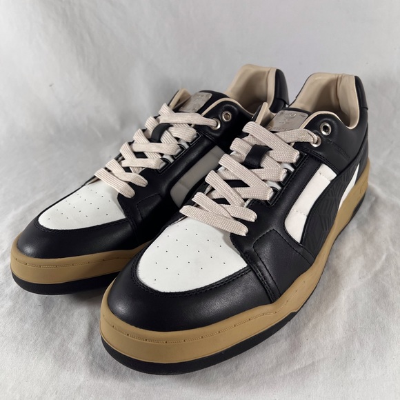 PUMA X MCM Slipstreram Low Court Black & White Leather Sneakers Made in Italy - Picture 3 of 17